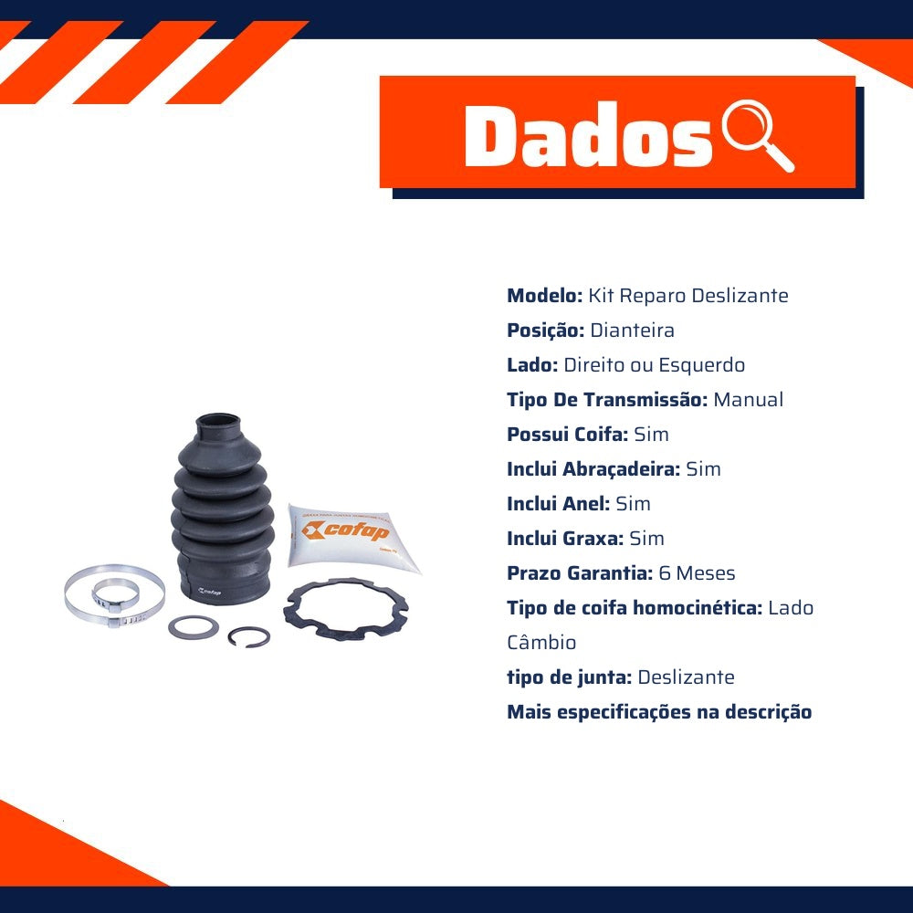 Kit Reparo Junta Deslizante Dianteira Câmbio Manual com Coifa para Volkswagen Kombi - Cofap - KJD01210 - (8)