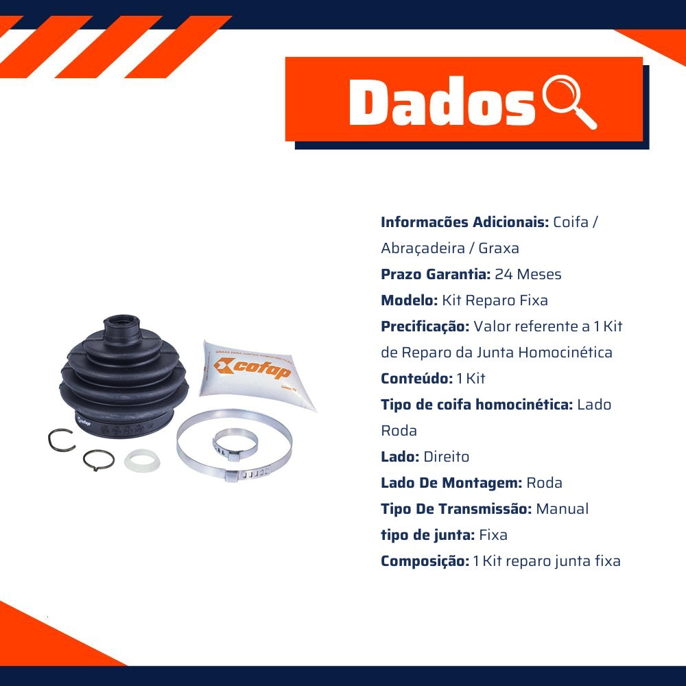Kit Reparo Junta Fixa Roda Direita ou Esquerda Manual para Volkswagen Gol e Parati - Cofap - KJH01207 - (8)