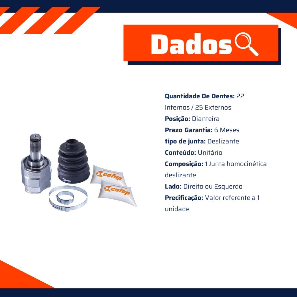 Junta Homocinética Deslizante Dianteira Câmbio - Cofap - JDC32001 - (8)