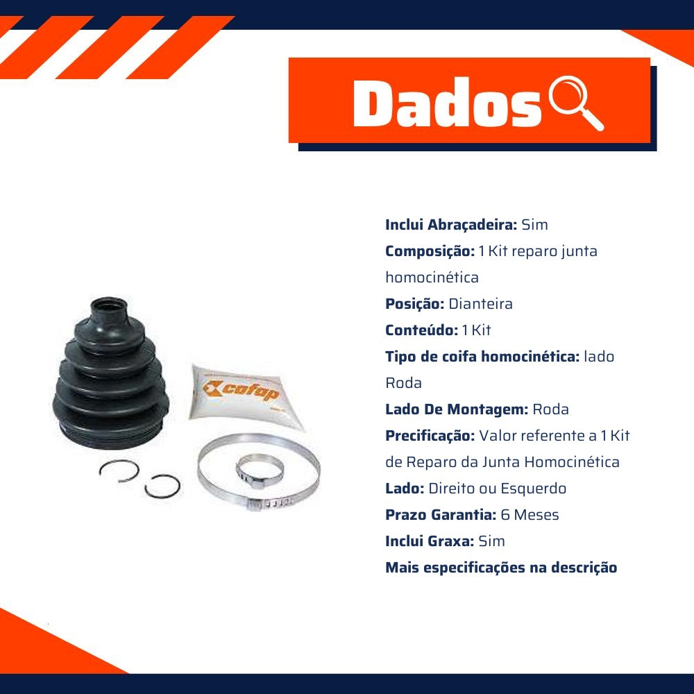 Kit Reparo Junta Homocinética Dianteira Roda Automática Manual com Coifa para Honda Civic - Cofap - KJH10205 - (8)