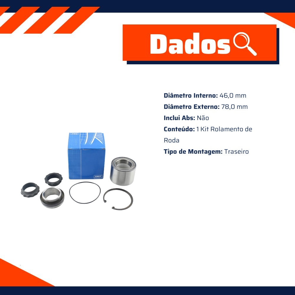 Kit Rolamento de Roda para Volkswagen Amarok - SKF - VKBA4752 - (8)