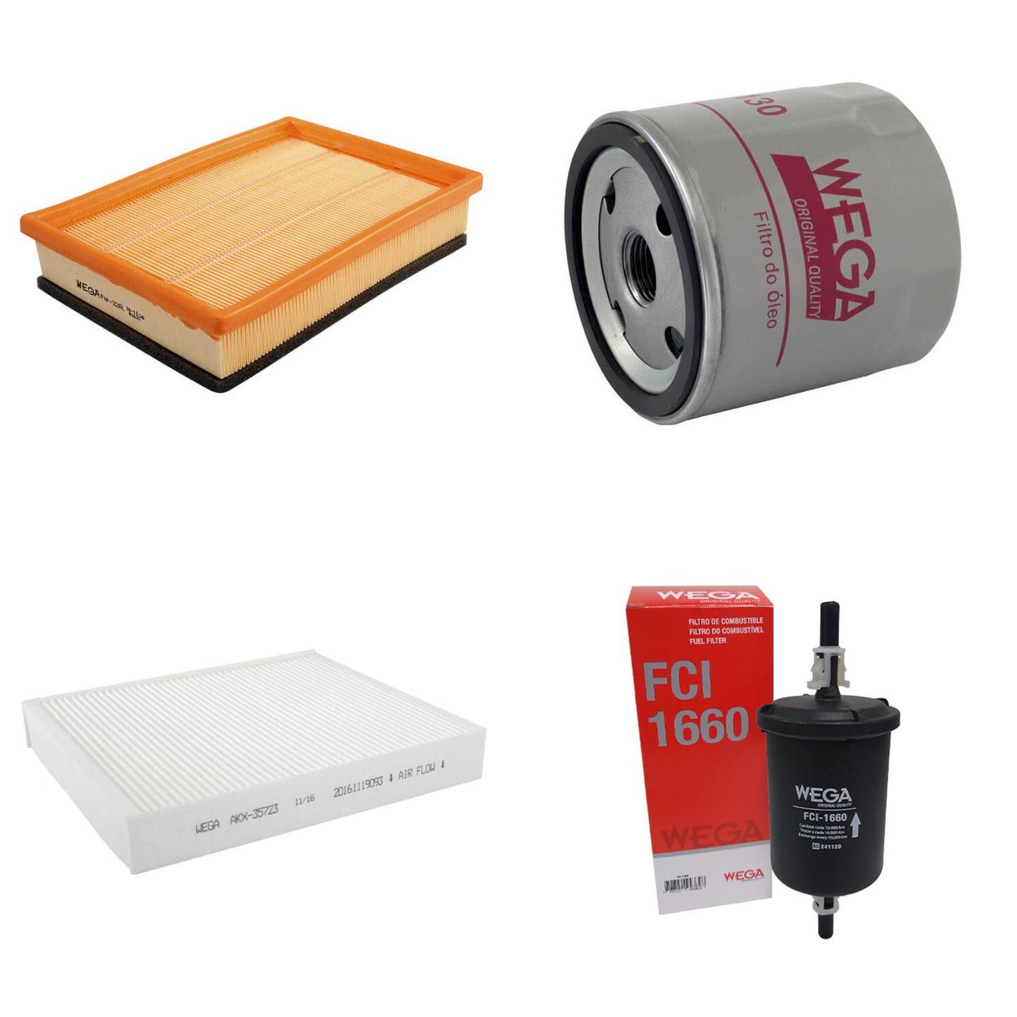 Kit Troca Filtro Ar Óleo Comb Cab GM Cobalt Onix Prisma Spin 1.0 1.4 1.8 Flex 12/24 - Wega - WKL-180 - (9)