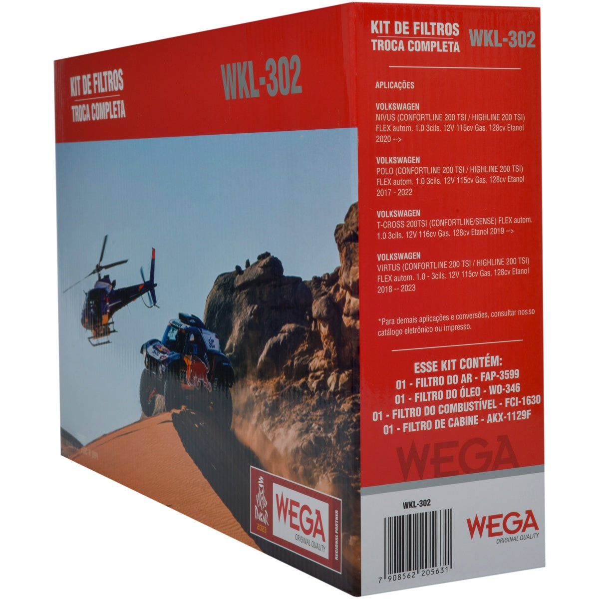Kit Filtro Ar Comb Óleo Cab VW Nivus Polo T-Cross Virtus 1.0 12V TSI EA211 17/24 - Wega - WKL-302 - (8)
