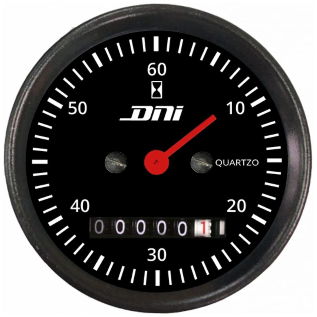 Horímetro Fundo Preto e Aro Preto 52mm Bivolt Universal - DNI - 4500 - (1)