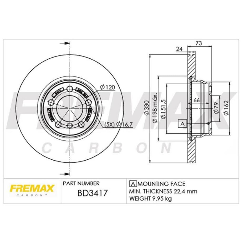 Disco de Freio Ventilado Dianteiro 1 Unidade - Fremax - BD3417 - (2)