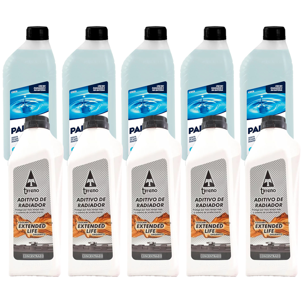 Kit 10 Litros com 5L Aditivo Radiador Laranja + 5L Água - Paraflu/Tirreno - 10-3031/FLU/DS/712 - (1)