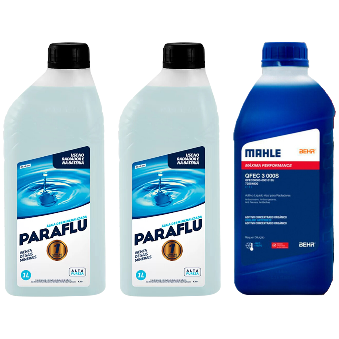 Kit 3 Litros com 1L Aditivo Radiador Azul Mahle + 2L Água - (1)