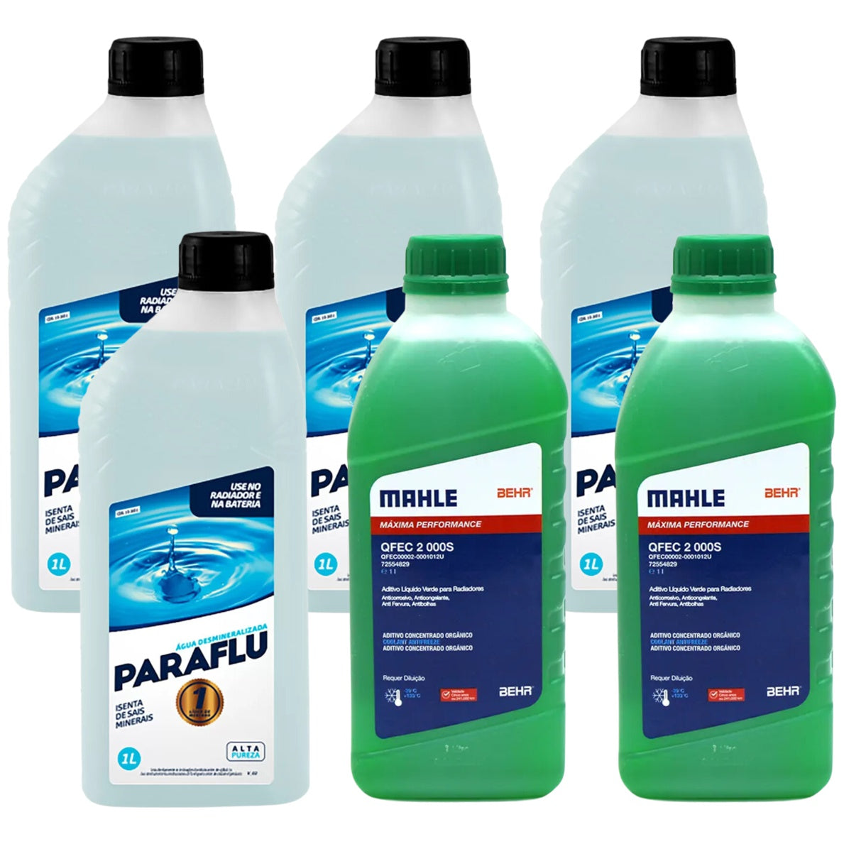 Kit 6 Litros com 2L Aditivo Radiador Verde Mahle + 4L Água - (1)