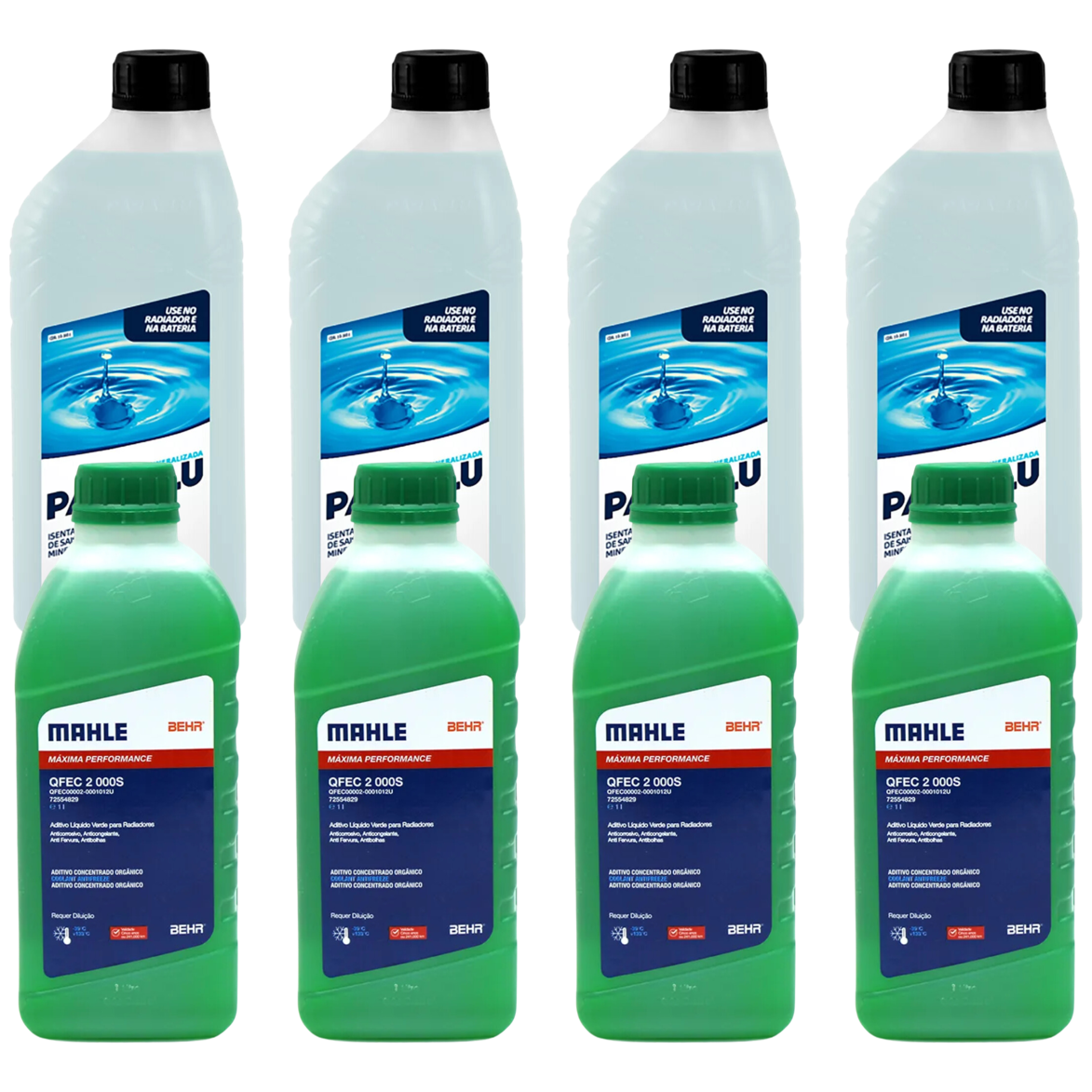 Kit 8 Litros com 4L Aditivo Radiador Verde Mahle + 4L Água - (1)