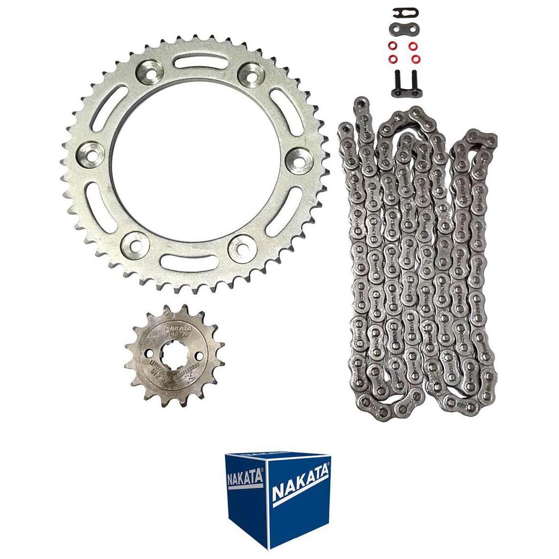 Kit da Coroa Pinhão e Corrente para Honda NXR 160 BROS e XRE 190 - Nakata - TM10190R - (3)