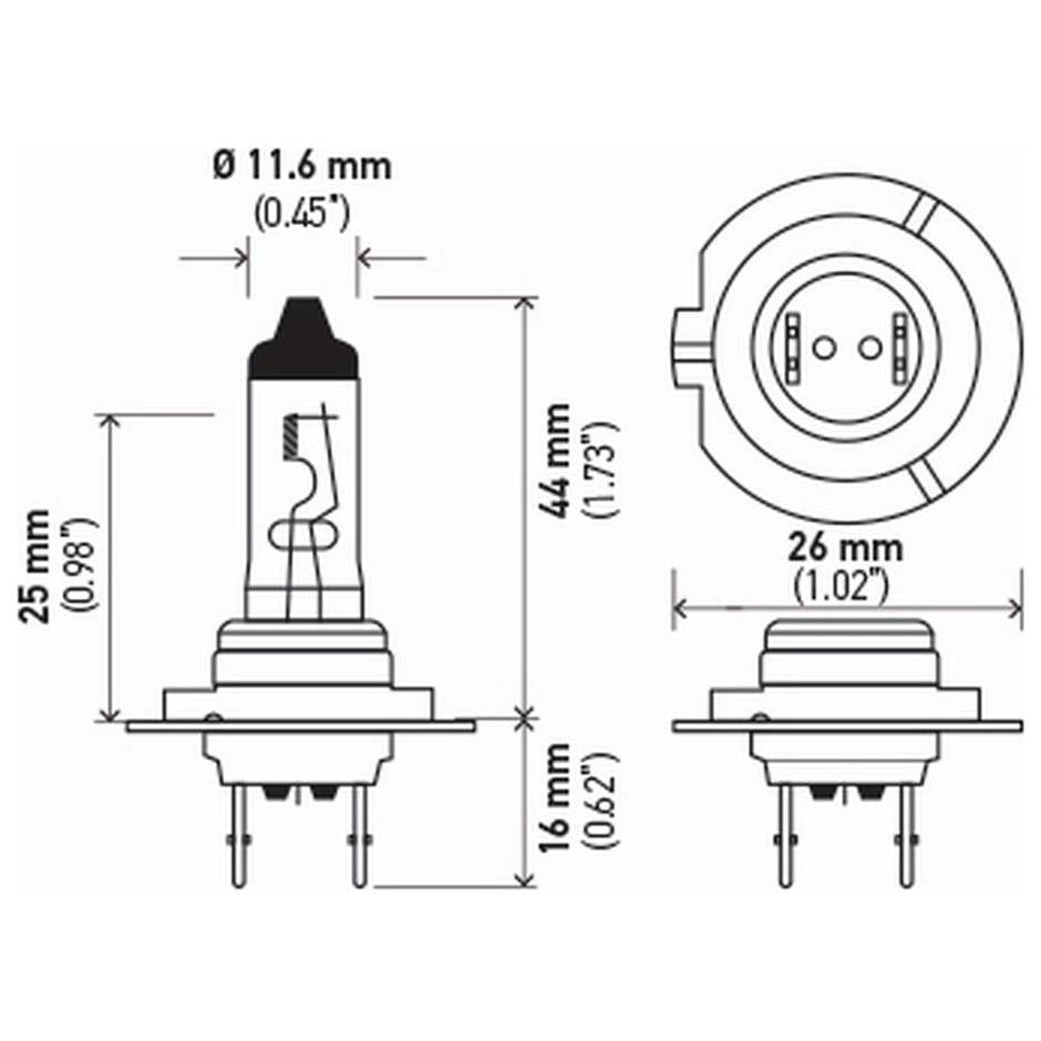 Lâmpada Halógena 12V 60/55W 3200K - Hella - H7 - (3)