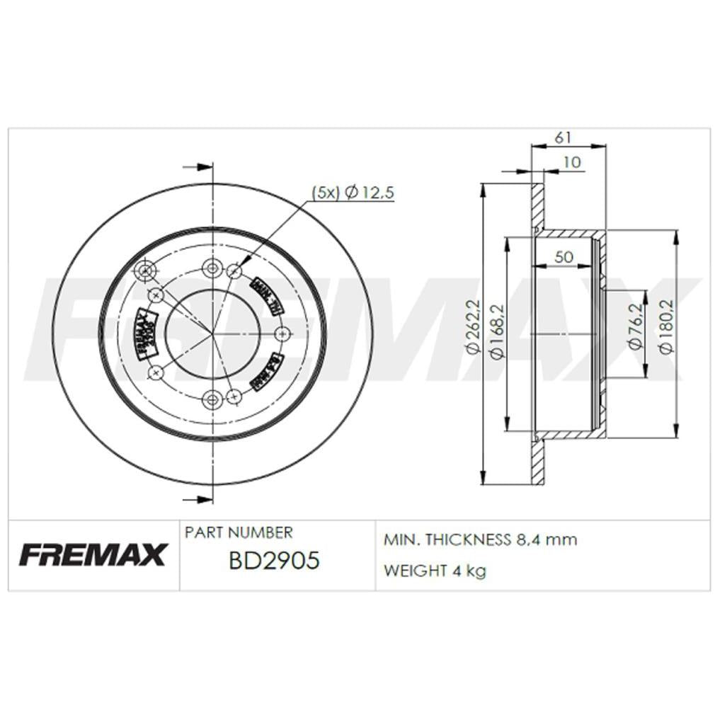 Par de Discos de Freio Sólido Traseiro - Fremax - BD2905 - (2)