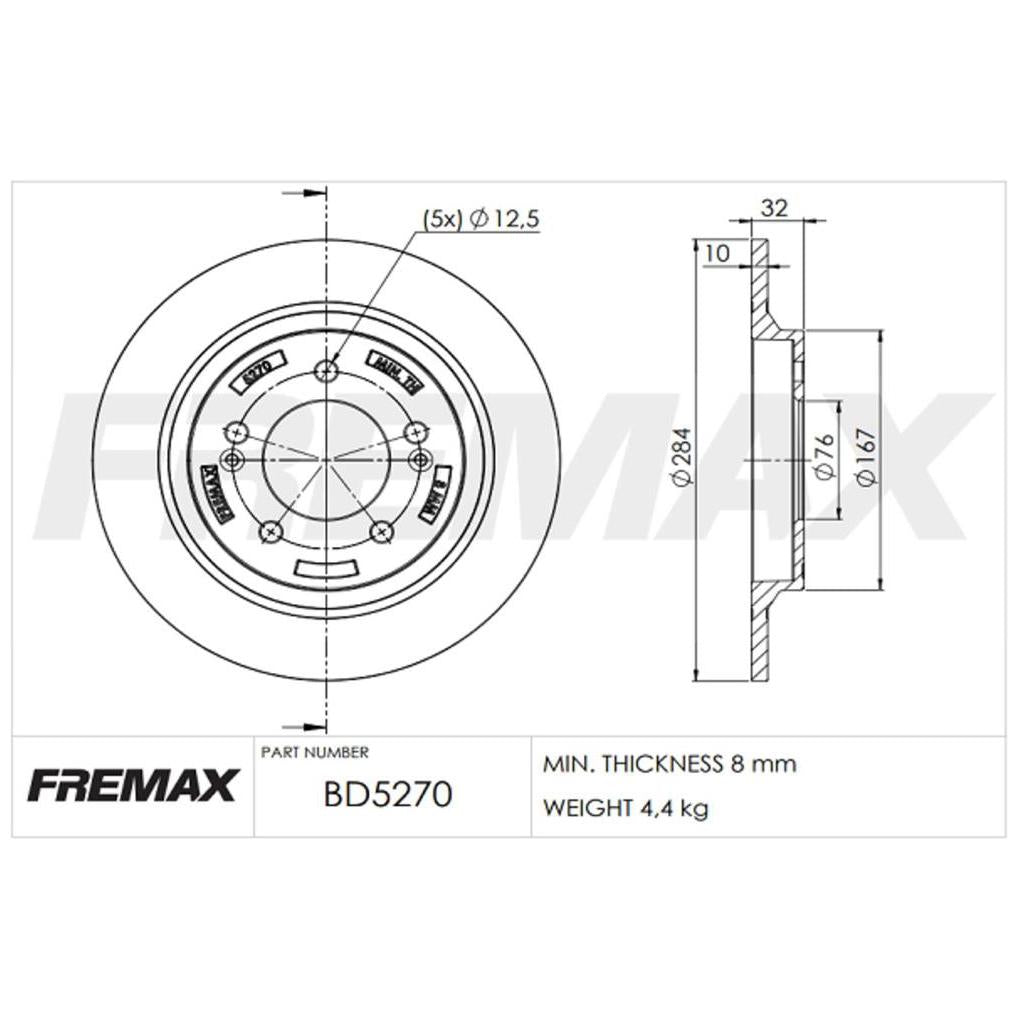 Par de Discos de Freio Sólido Traseiro - Fremax - BD5270 - (2)