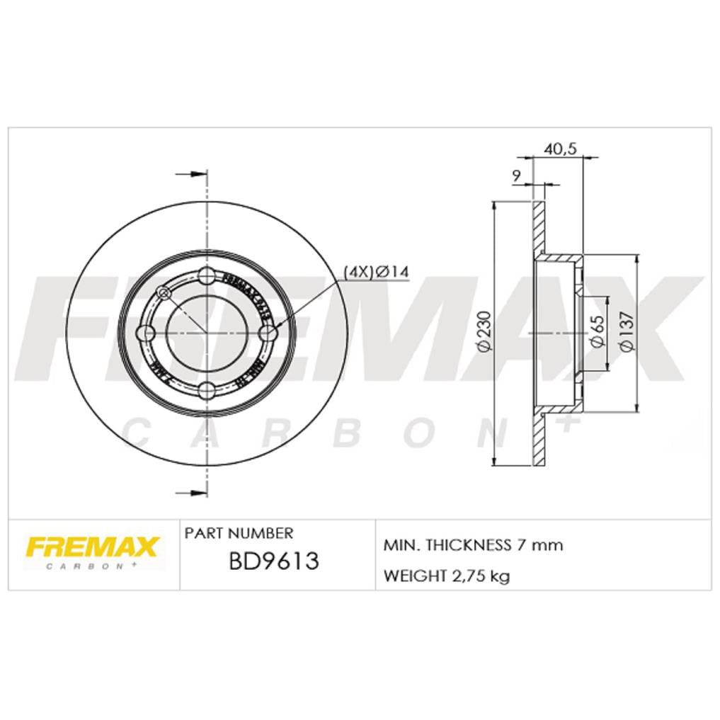 Par de Discos de Freio Sólido Traseiro - Fremax - BD9613 - (2)