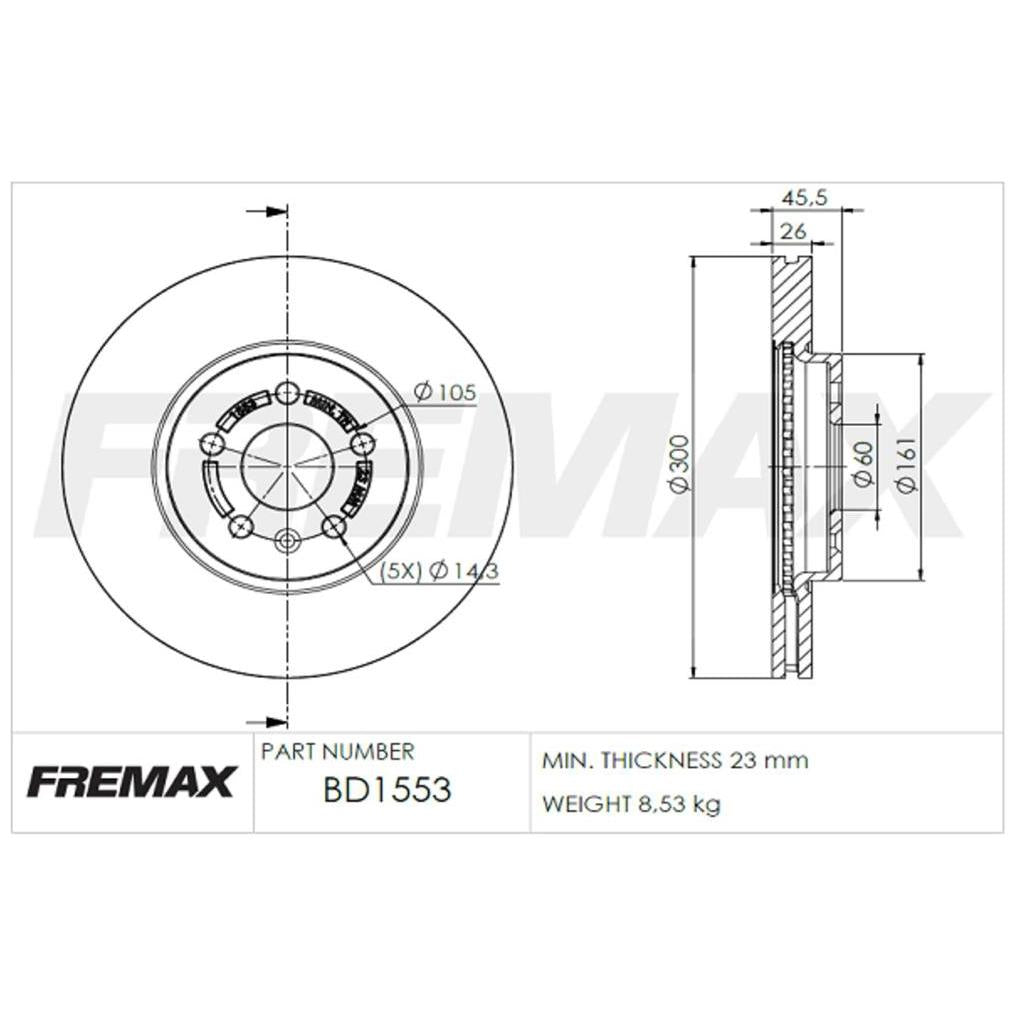 Par de Discos de Freio Ventilado Dianteiro - Fremax - BD1553 - (2)