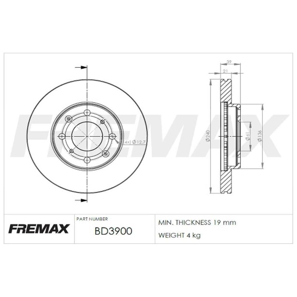Par de Discos de Freio Ventilado Dianteiro - Fremax - BD3900 - (2)
