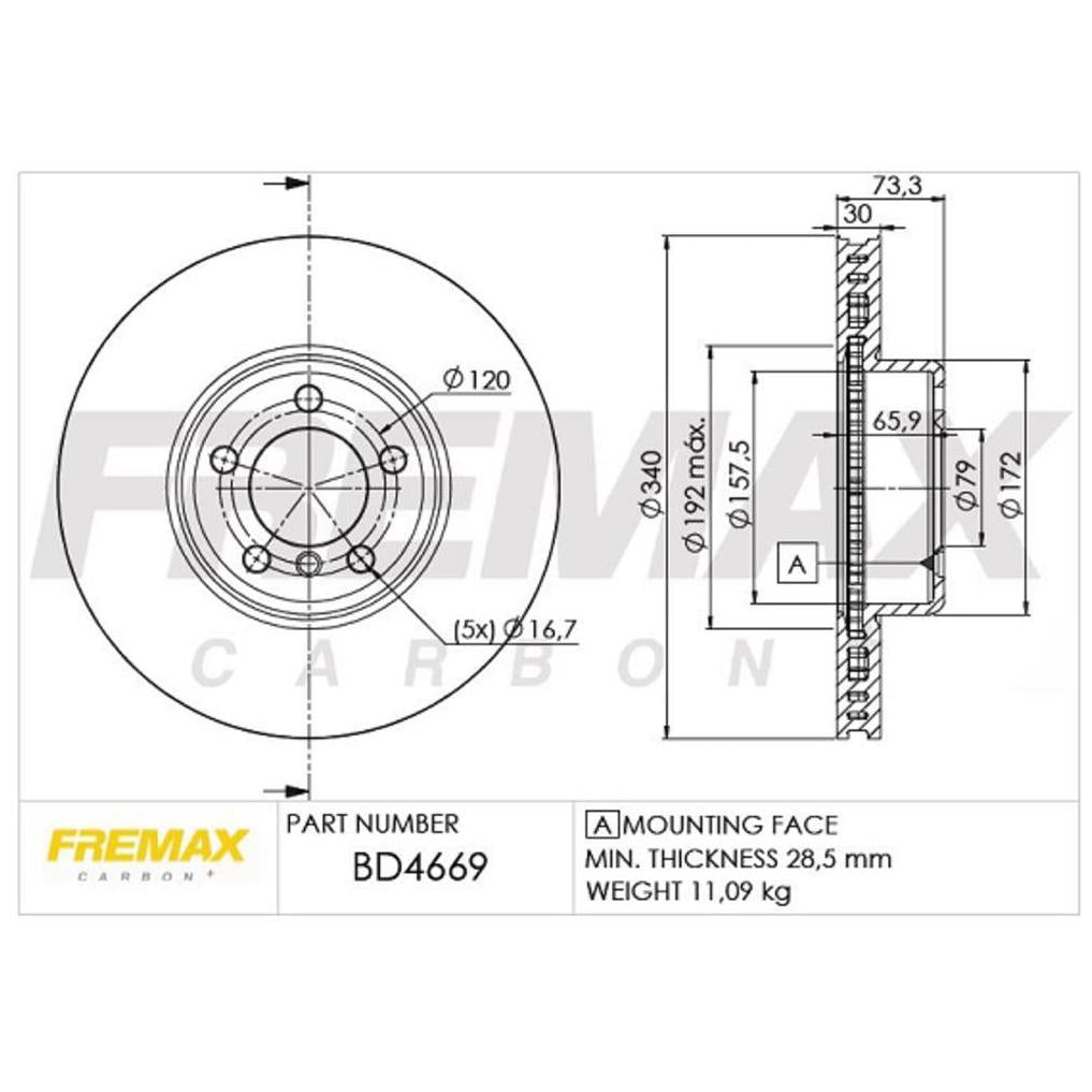 Disco de Freio Ventilado Dianteiro 1 Unidade - Fremax - BD4669 - (2)