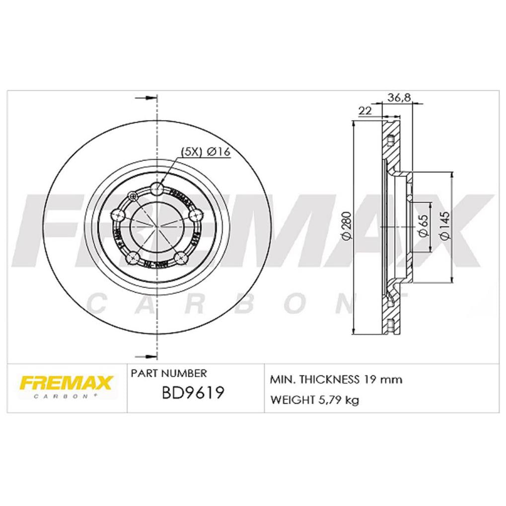 Par de Discos de Freio Ventilado Dianteiro - Fremax - BD9619 - (2)