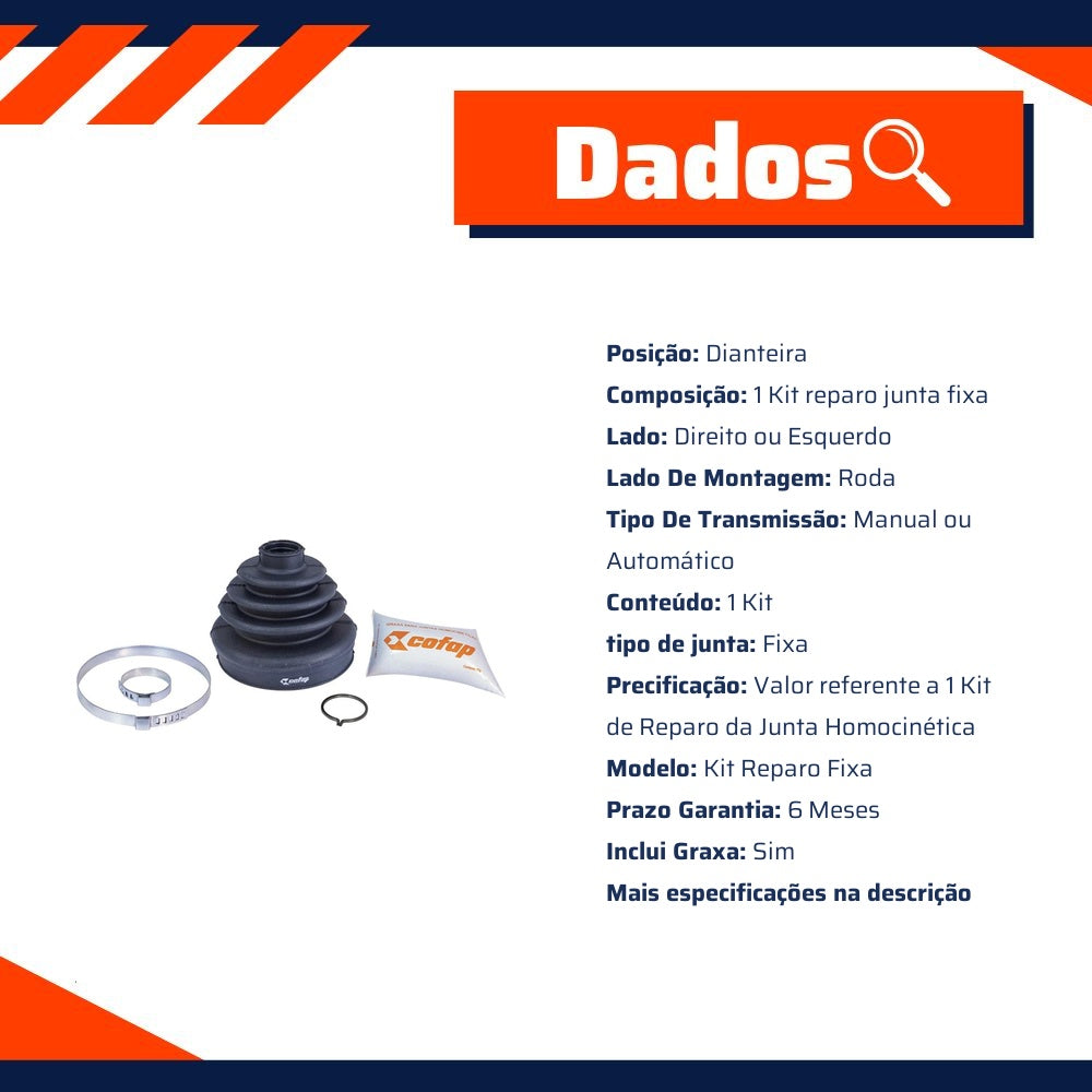 Kit Reparo Junta Fixa Dianteira Roda Manual / Automática Com Coifa - Cofap - KJH04201 - (8)