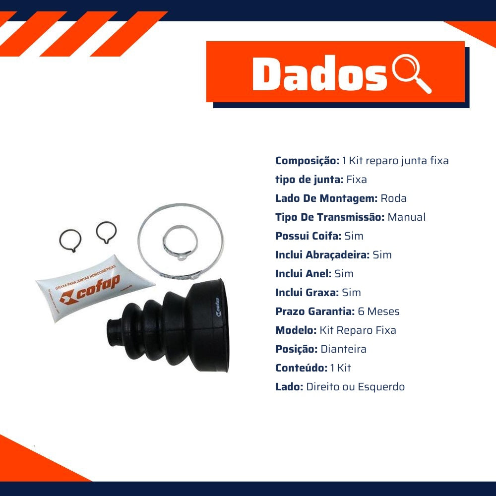 Kit Reparo Junta Fixa Dianteira Roda Manual Com Coifa - Cofap - KJH03213 - (3)