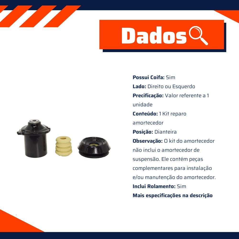 Kit Reparo Amortecedor Dianteiro Direito Ou Esquerdo Com Rolamento Com Batente Com Coifa Com Coxim - Cofap - TKC04105 - (8)