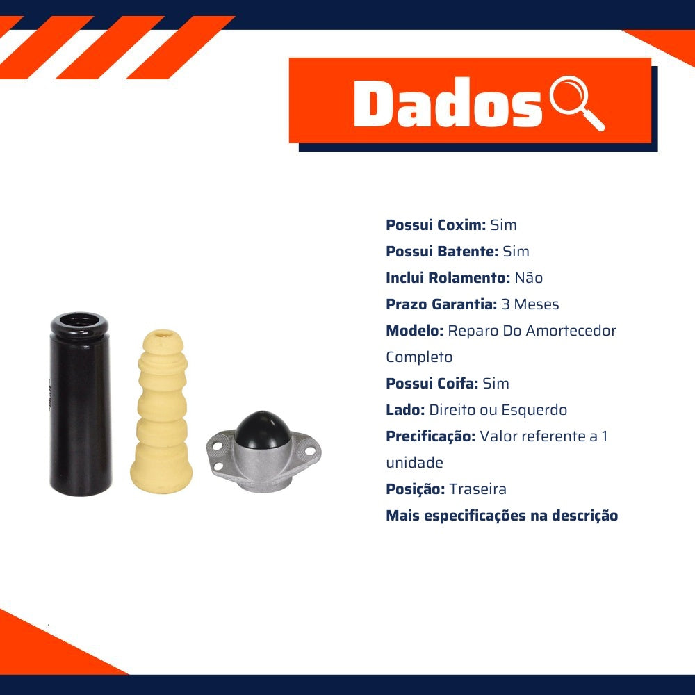 Kit Reparo Amortecedor Traseiro Direito Ou Esquerdo Com Batente Com Coifa Com Coxim - Cofap - TKC01201 - (8)