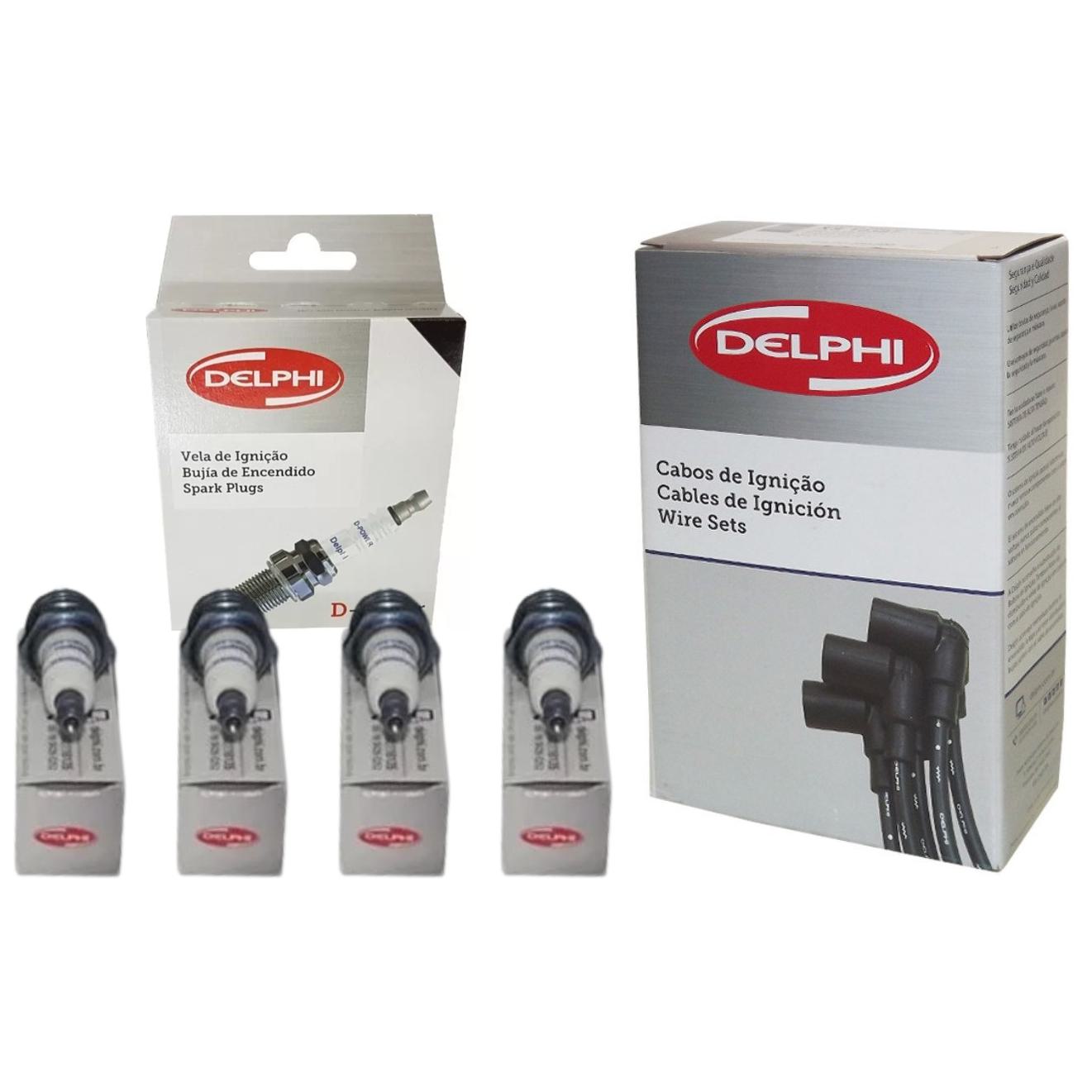 Kit Cabo de Vela e 4 Velas Ignição D-Power - Delphi - XH70009 / XS10067 - (1)
