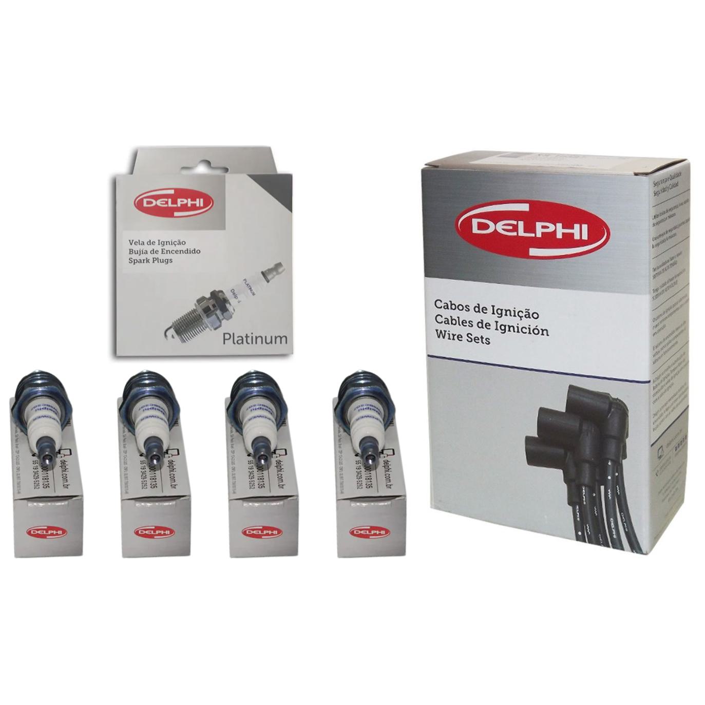 Kit Cabo de Vela e 4 Velas Ignição Platinum - Delphi - XH50009 / XS10645 - (1)