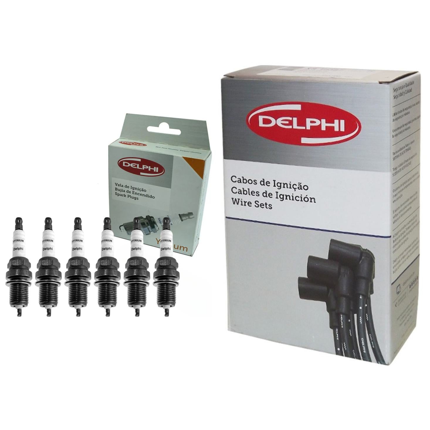 Kit Cabo de Vela e 6 Velas Ignição Yttrium - Delphi - XH40003 / XS10005 - (1)