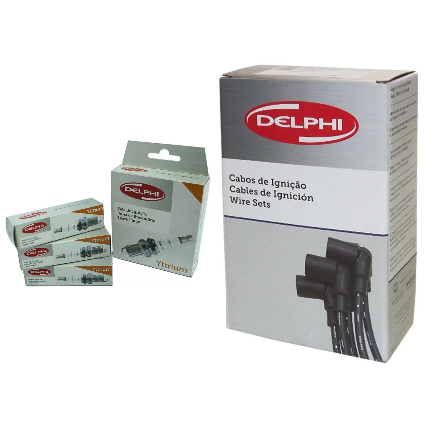 Kit Cabo de Vela e 3 Velas Ignição Yttrium - Delphi - XH40008 / XS10164 - (1)