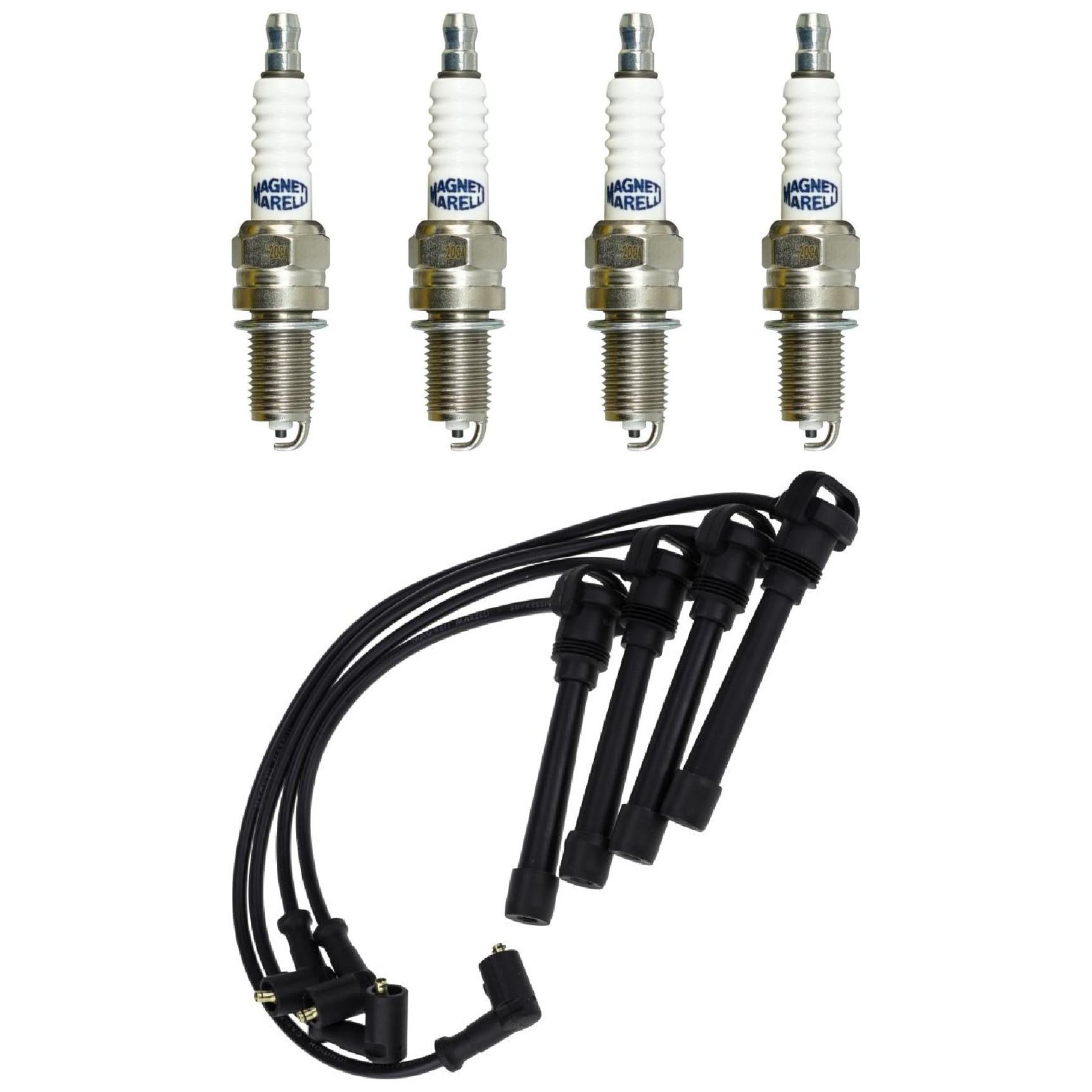 Kit 4 Vela Ignição e Cabo - Magneti Marelli - CVMT0202 / DK8RTCMM - (1)