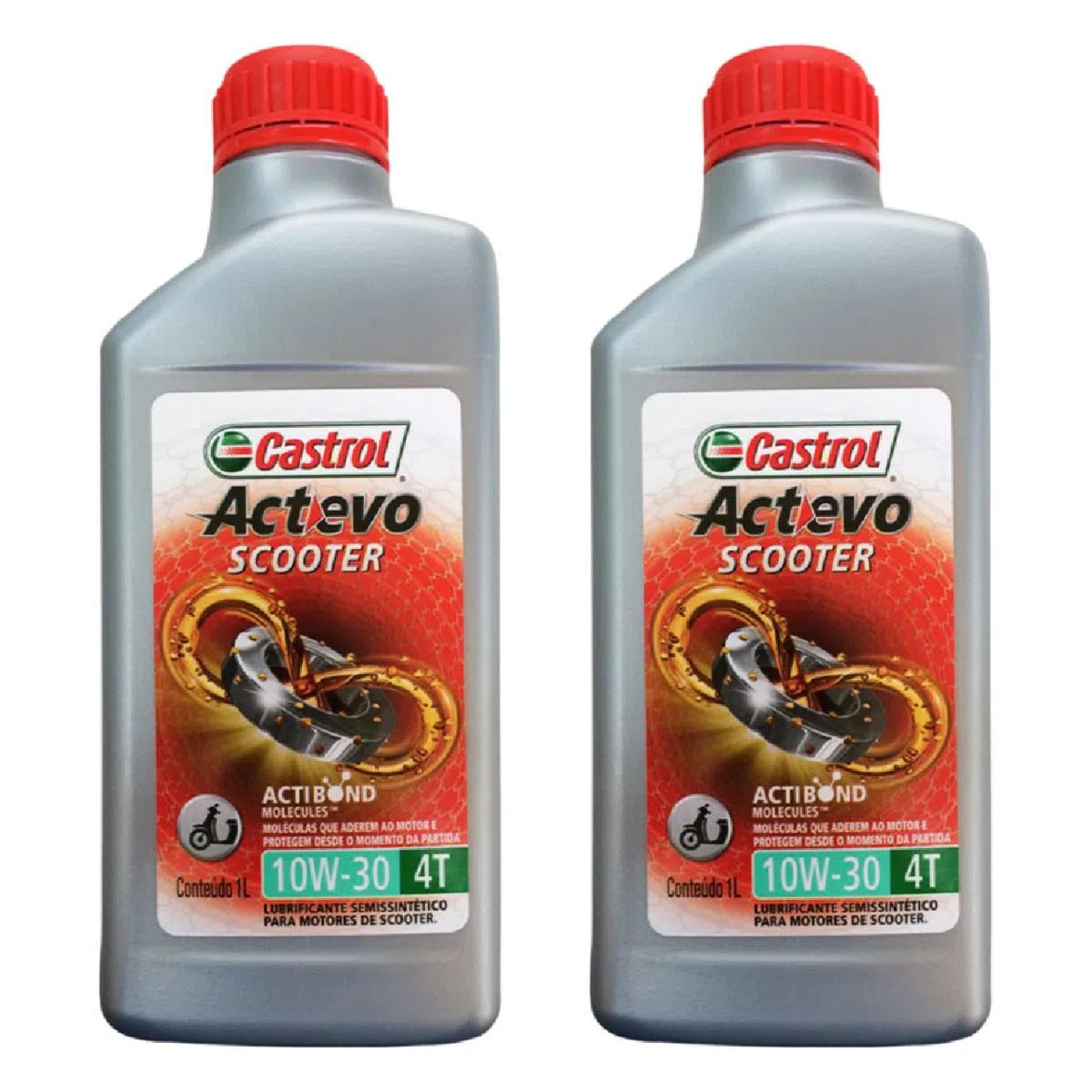 Kit c/ 2L Óleo de Motor para Moto Actevo Scooter 4T 10W30 - 3426862 - Castrol - (1)