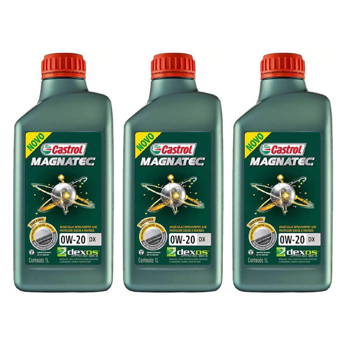 Kit c/ 3L Óleo de Motor Magnatec 0W20 DX Sintético - 3436147 - Castrol - (1)