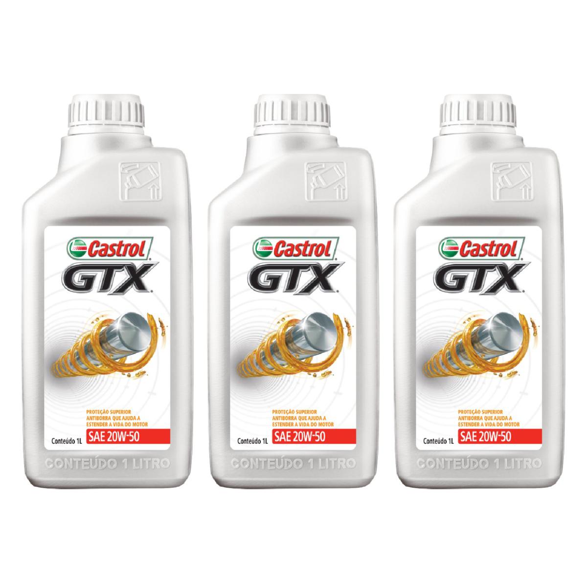 Kit c/ 3L Óleo de Motor GTX Anti-borra 20W50 - 3368720 - Castrol - (1)
