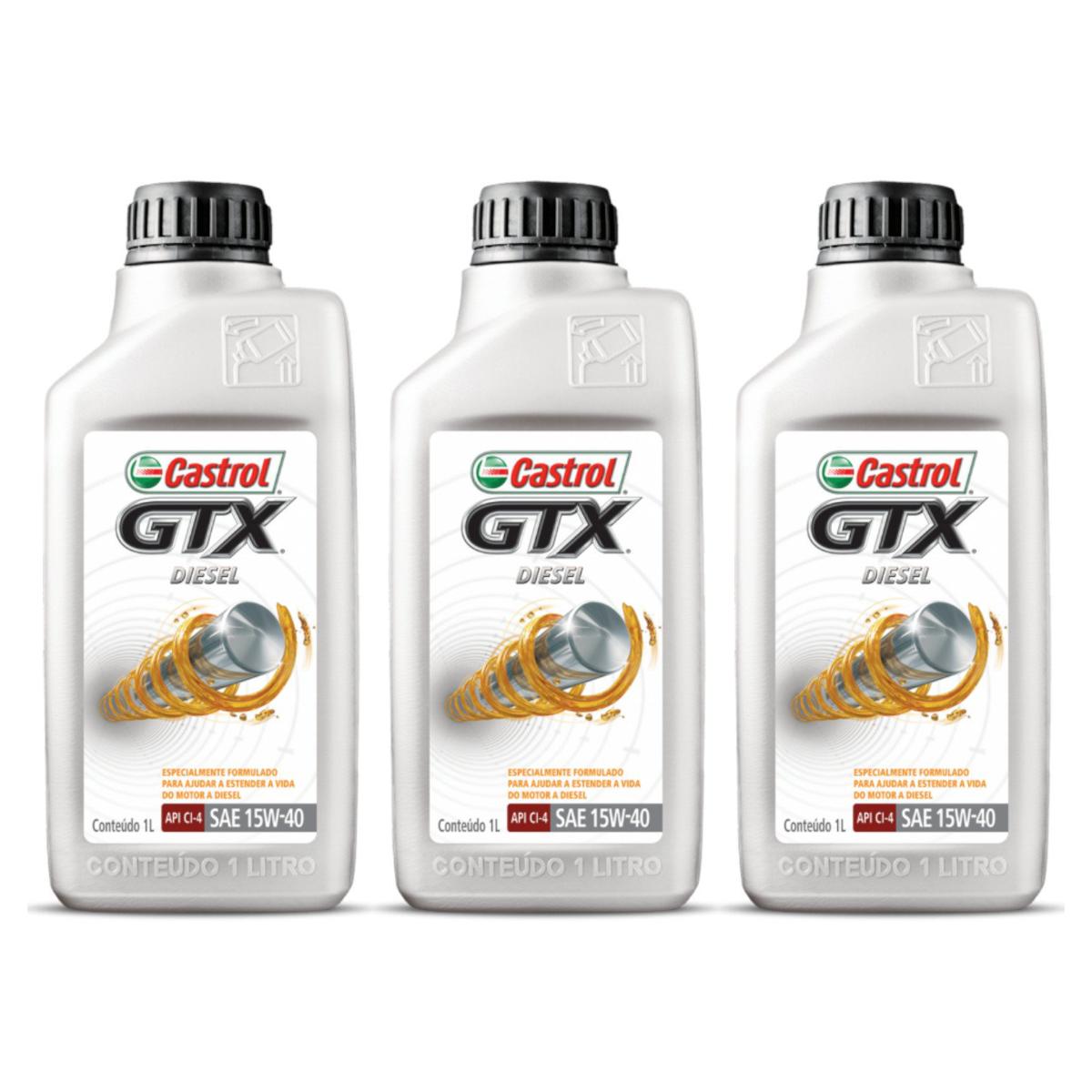 Kit c/ 3L Óleo de Motor GTX Diesel 15W40 - 3394863 - Castrol - (1)