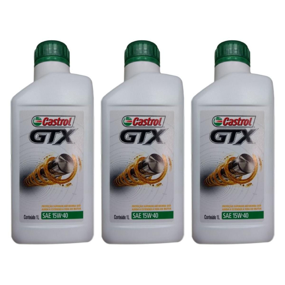Kit c/ 3L Óleo de Motor GTX Anti-borra 15W40 API SL - 3380133 - Castrol - (1)