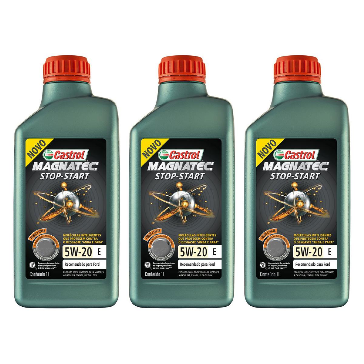 Kit c/ 3L Óleo de Motor Magnatec Start-Stop 5W20 E Sintético - 3423400 - Castrol - (1)
