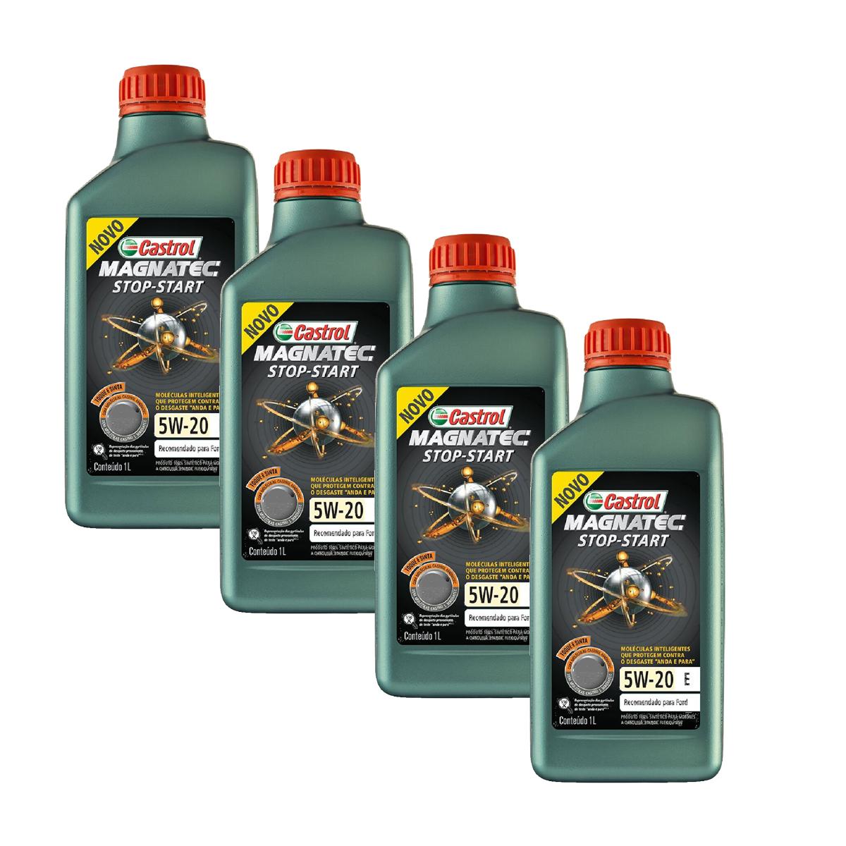 Kit c/ 4L Óleo de Motor Magnatec Start-Stop 5W20 E Sintético - 3423400 - Castrol - (1)