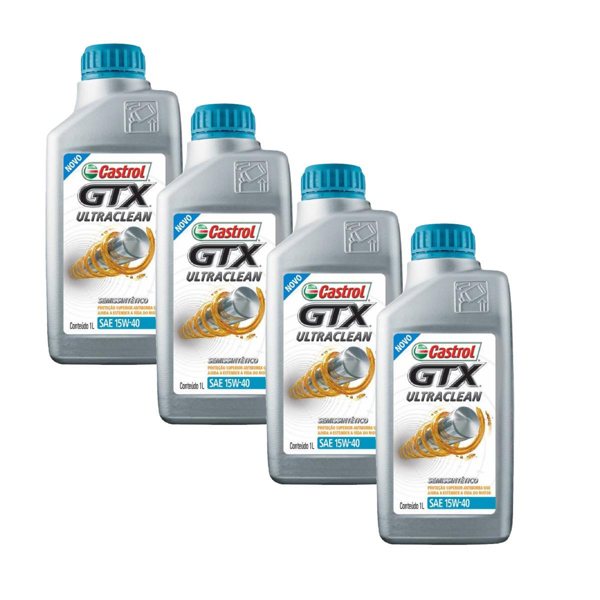 Kit c/ 4L Óleo de Motor GTX Ultraclean 15W40 Semissintético - 3417898 - Castrol - (1)