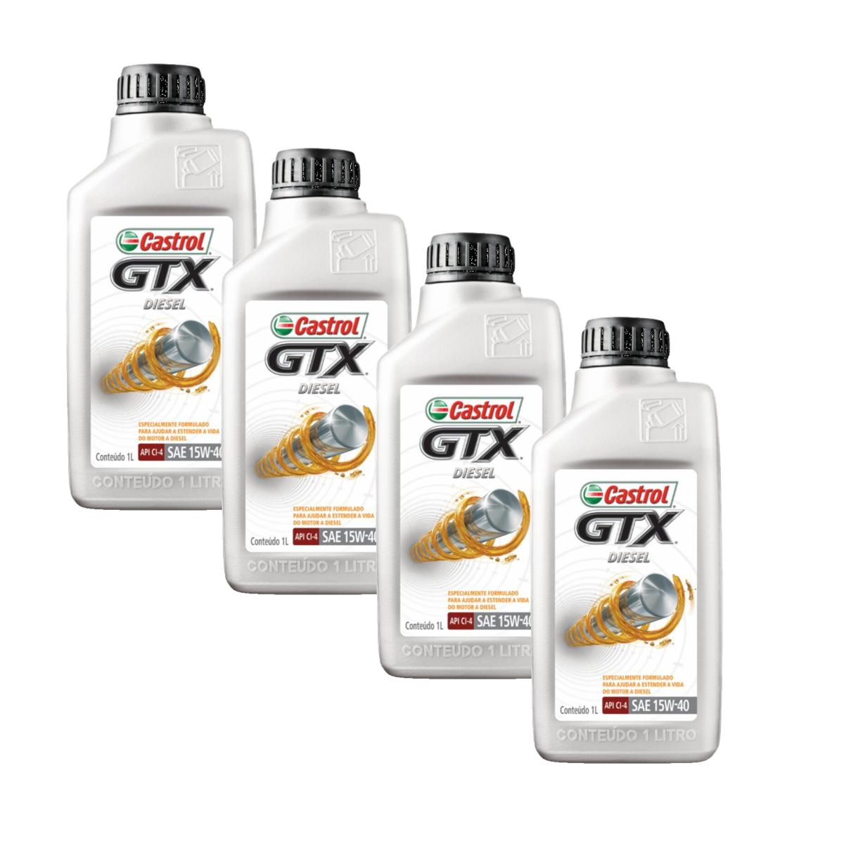 Kit c/ 4L Óleo de Motor GTX Diesel 15W40 - 3394863 - Castrol - (1)