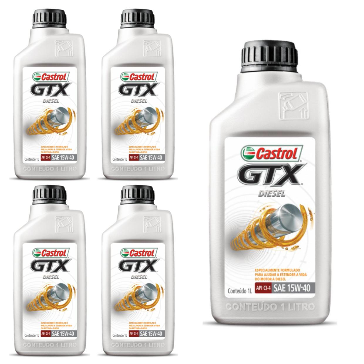 Kit c/ 5L Óleo de Motor GTX Diesel 15W40 - 3394863 - Castrol - (1)