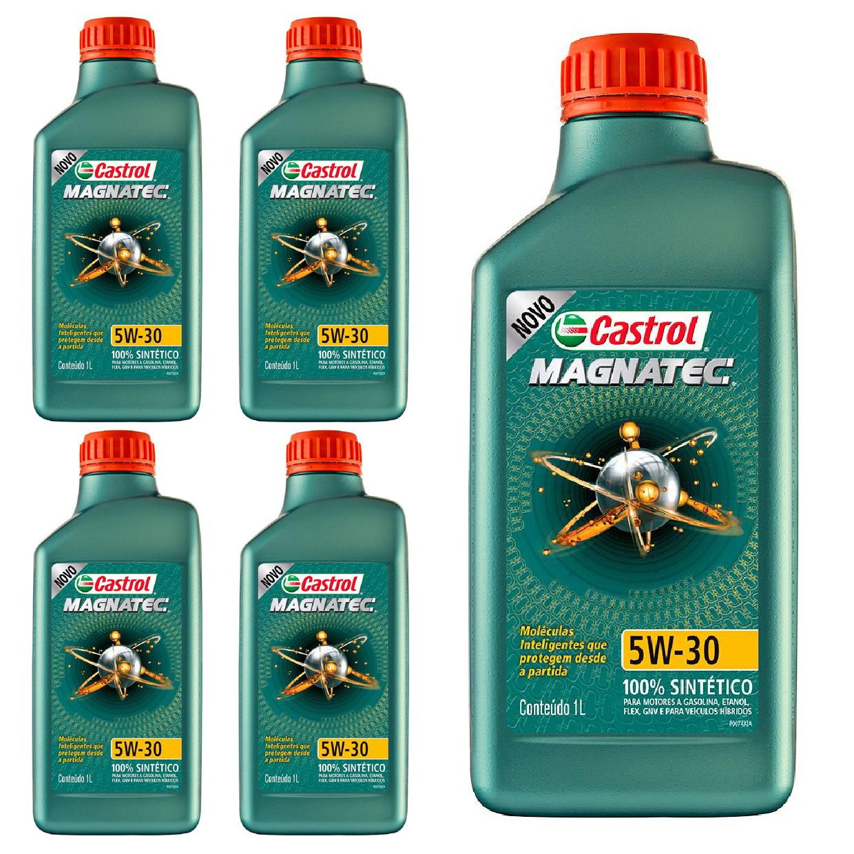 Kit c/ 5L Óleo de Motor Magnatec 5W30 - 3434565 - Castrol - (1)