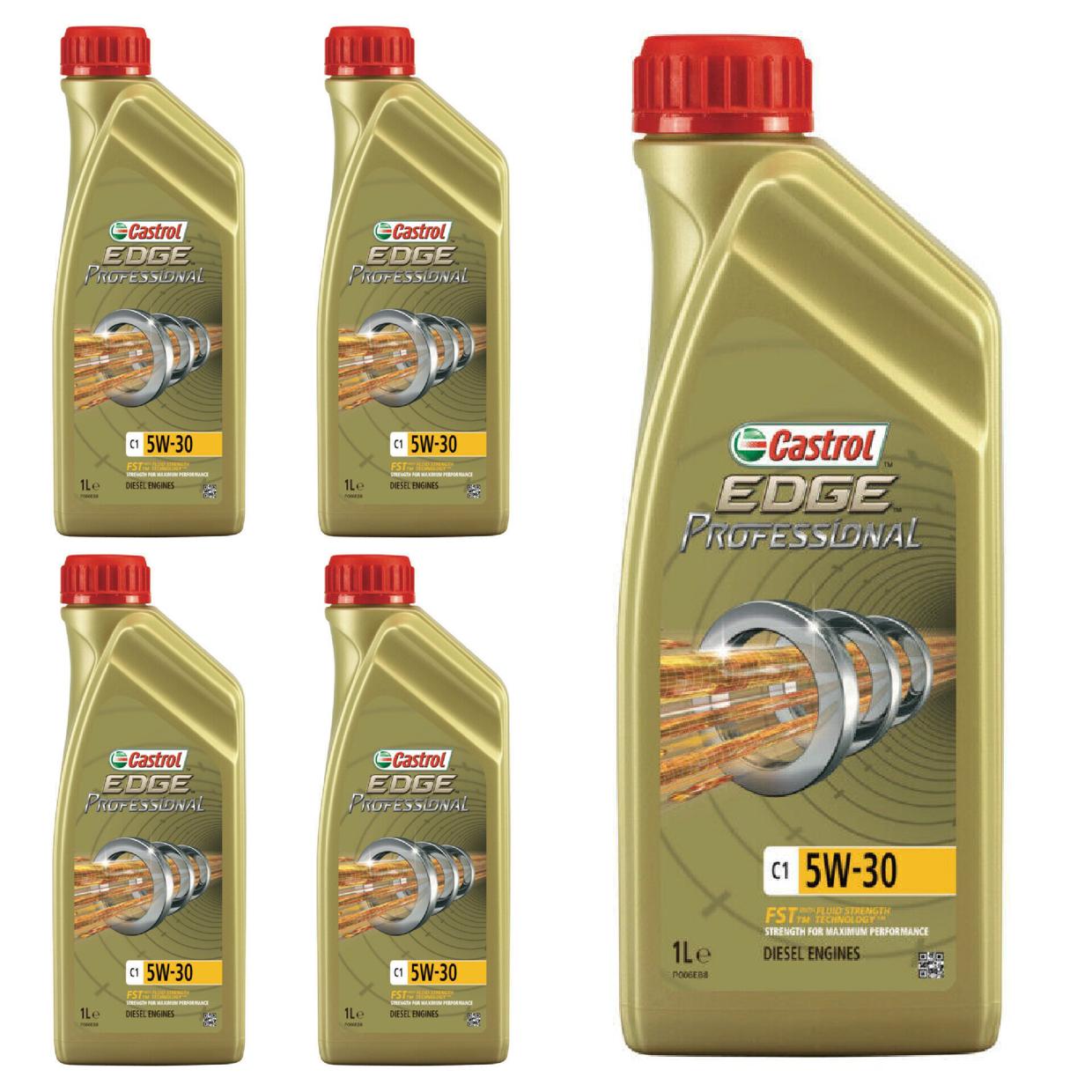 Kit c/ 5L Óleo de Motor Edge Professional C1 5W30 - 3435580 - Castrol - (1)
