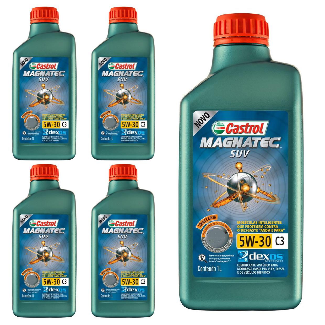 Kit c/ 5L Óleo de Motor Magnatec SUV 5W30 C3 - 3430831 - Castrol - (1)