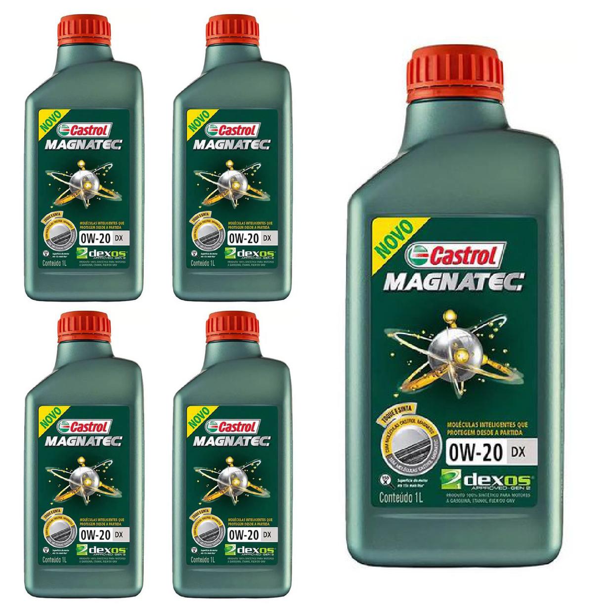 Kit c/ 5L Óleo de Motor Magnatec 0W20 DX Sintético - 3436147 - Castrol - (1)