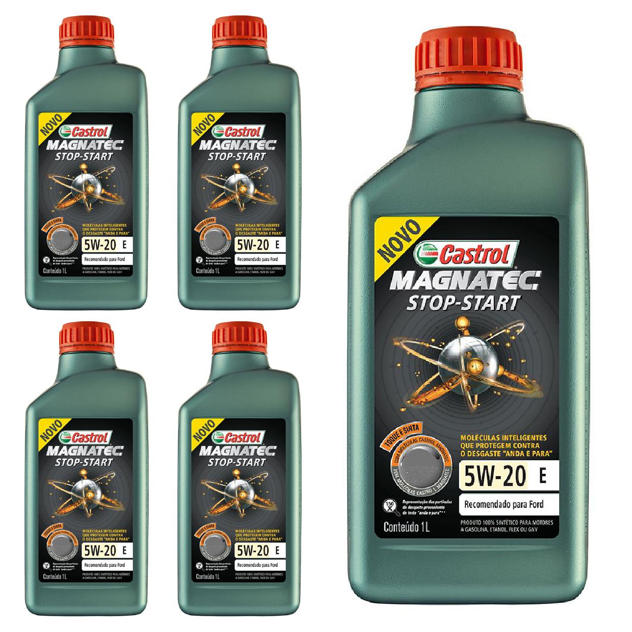Kit c/ 5L Óleo de Motor Magnatec Start-Stop 5W20 E Sintético - 3423400 - Castrol - (1)
