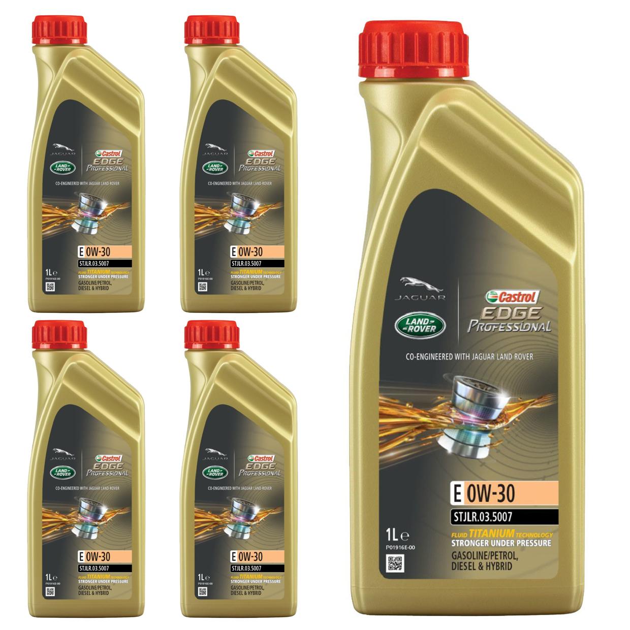 Kit c/ 5L Óleo de Motor Edge Professional E 0W30 - 3435189 - Castrol - (1)