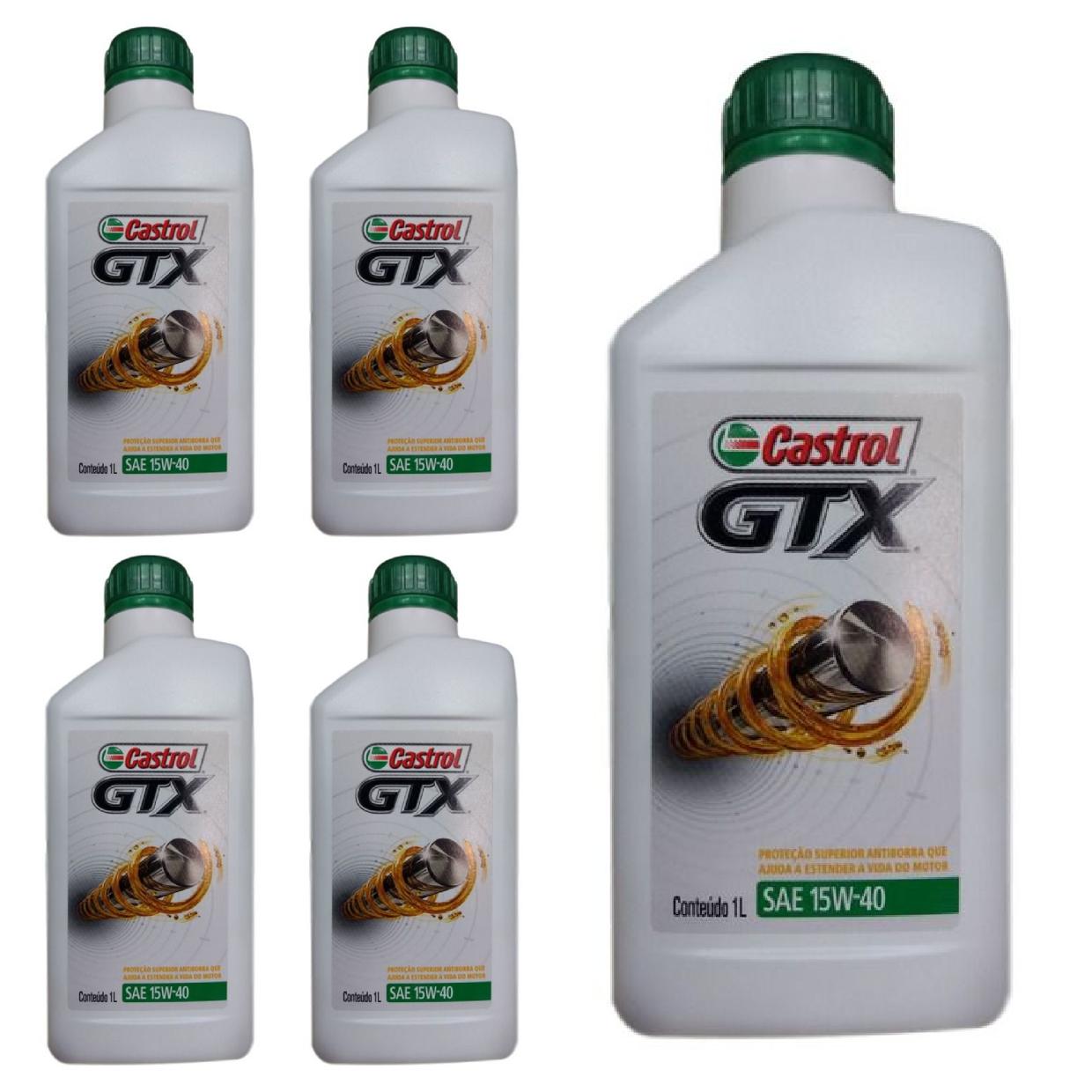 Kit c/ 5L Óleo de Motor GTX Anti-borra 15W40 API SL - 3380133 - Castrol - (1)