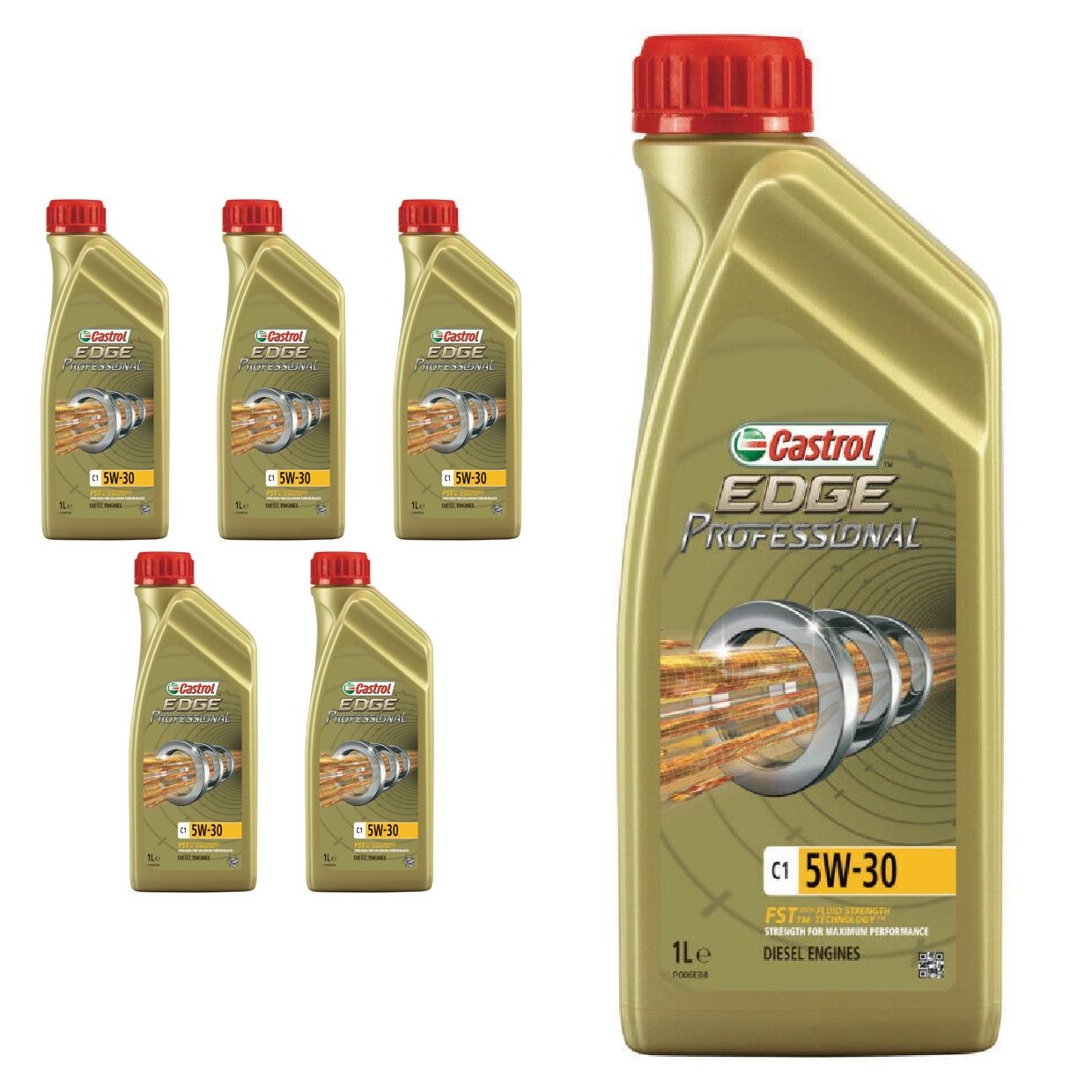Kit c/ 6L Óleo de Motor Edge Professional C1 5W30 - 3435580 - Castrol - (1)