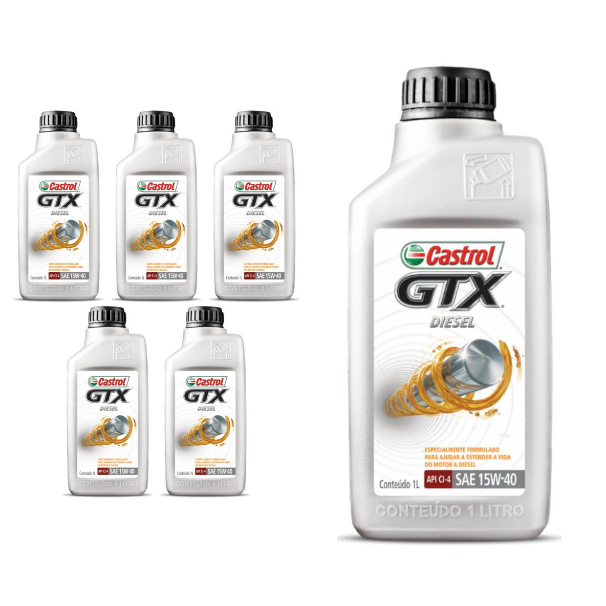 Kit c/ 6L Óleo de Motor GTX Diesel 15W40 - 3394863 - Castrol - (1)